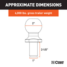 Load image into Gallery viewer, Curt 2in Trailer Ball (1in x 2-1/8in Shank 6000lbs Stainless Packaged)