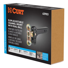 Load image into Gallery viewer, Curt Slim Adjustable Channel Mount w/Dual Ball (2in Shank 10000lbs 3-3/4in Drop)