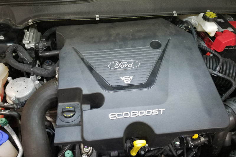 J&amp;L 17-19 Ford Fusion Sport 2.7L Passenger Side Oil Separator 3.0 - Black Anodized