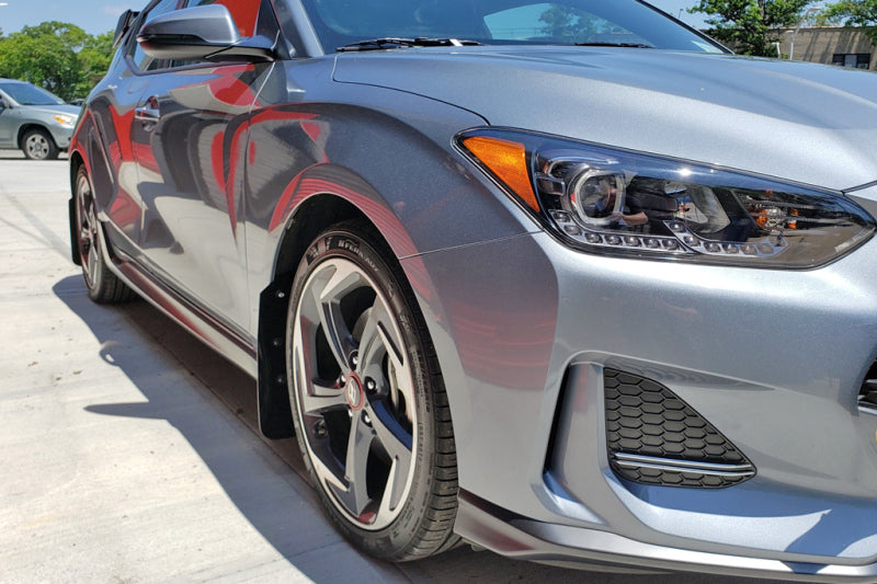 Rally Armor 19-21 Hyundai Veloster Turbo R-Spec Black UR Mud Flap w/ Orange Logo