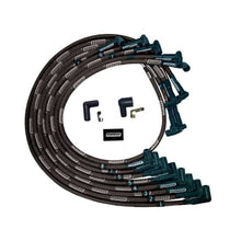 Load image into Gallery viewer, Moroso SBC Under Header 90 Deg Plug End HEI Sleeved Ultra Spark Plug Wire Set - Black