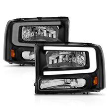 Load image into Gallery viewer, ANZO 99-04 Ford F250/F350/F450/Excursion (excl. 99) Crystal Headlights - w/ Light Bar Black Housing