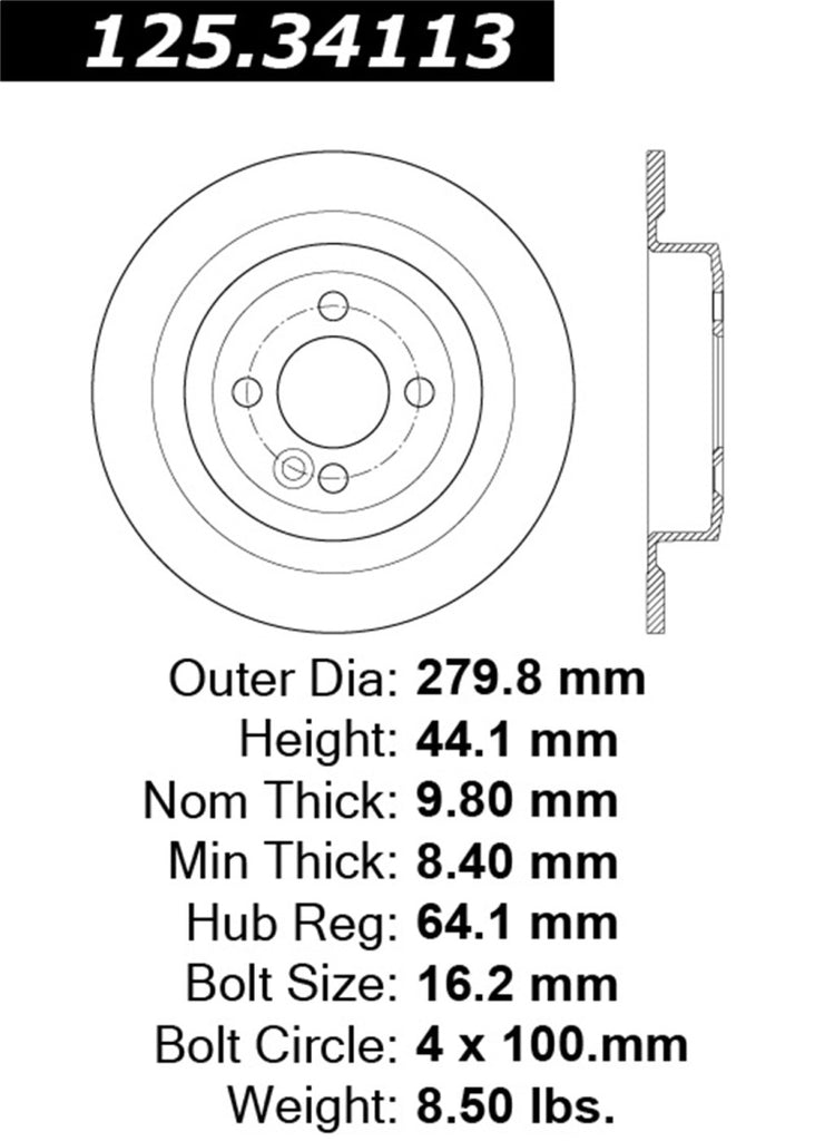 Stoptech 09-16 Mini Cooper Premium CryoStop High-Carbon Rear Rotor