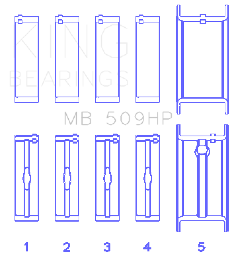 King Engine Bearings Chevy 400ci 6.6L V8 Std Size 3/4 Groove Bi-Metal Performance Main Bearing Set