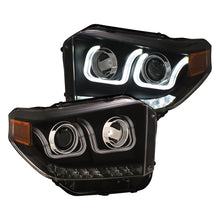 Load image into Gallery viewer, ANZO 14-18 Toyota Tundra w/ LED DRL Projector Headlights w/ U-Bar Switchback Black w/ DRL