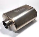 Ticon Industries 3in Oval Titanium Muffler 3in Center In / 3in Out - 12in Overall Length 1mm/.039in