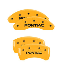 Load image into Gallery viewer, MGP 4 Caliper Covers Engraved Front &amp; Rear Pontiac Yellow Finish Black Char 2010 Pontiac G6