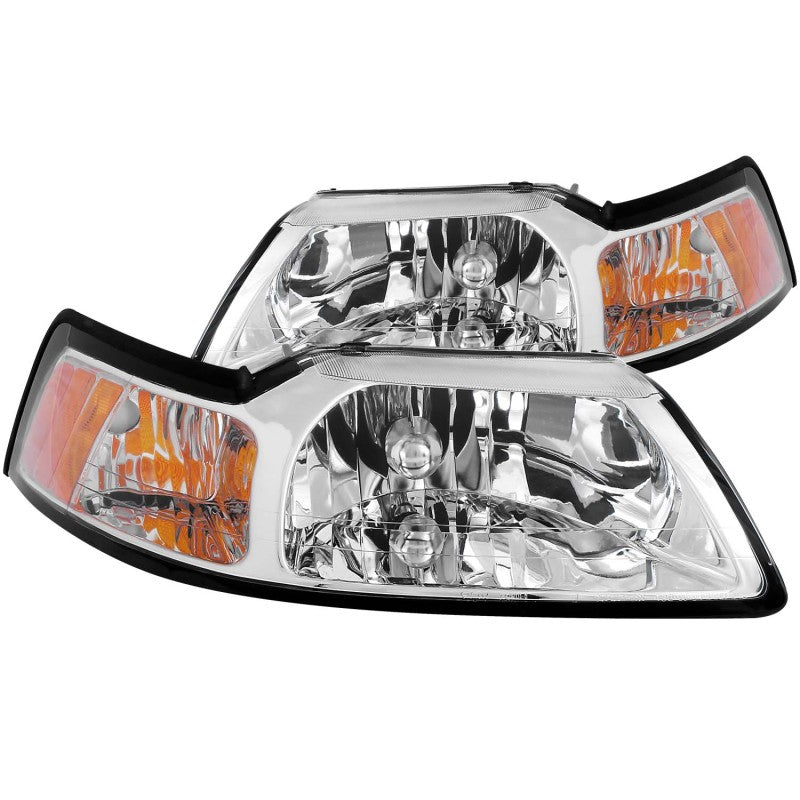 ANZO 1999-2004 Ford Mustang Crystal Headlights Chrome