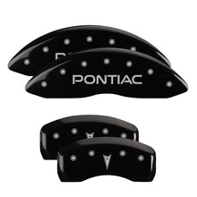 Load image into Gallery viewer, MGP 4 Caliper Covers Engraved Front Pontiac Rear Arrow Black Finish Silver Char 2006 Pontiac GTO