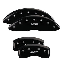 Load image into Gallery viewer, MGP 4 Caliper Covers Engraved Front &amp; Rear MGP Black Finish Silver Char 2017 Ford Fusion