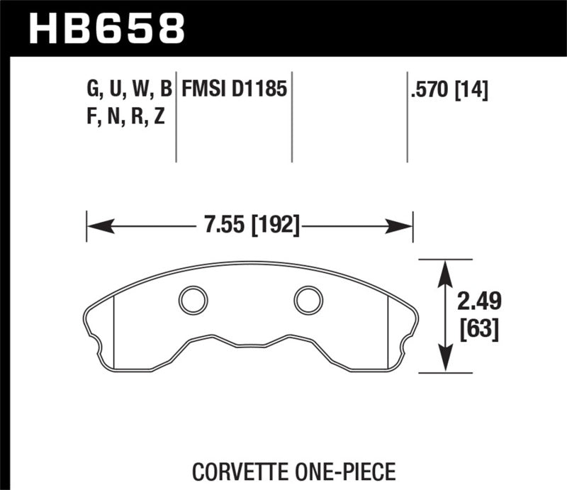 Hawk DTC-80 10-11 Chevy Corvette Grand Sport / 06-08 Corvette Z06 (1 piece) Front Race Brake Pads