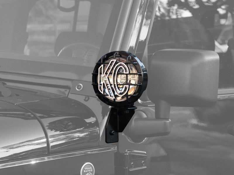 KC HiLiTES 07-18 Jeep JK Windshield Side Mount Light Bracket Set (Pair) - Black