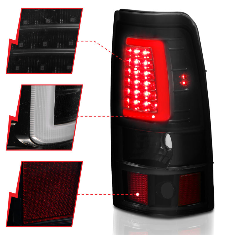 ANZO 2003-2006 Chevy Silverado 1500 LED Taillights Plank Style Black w/Smoke Lens