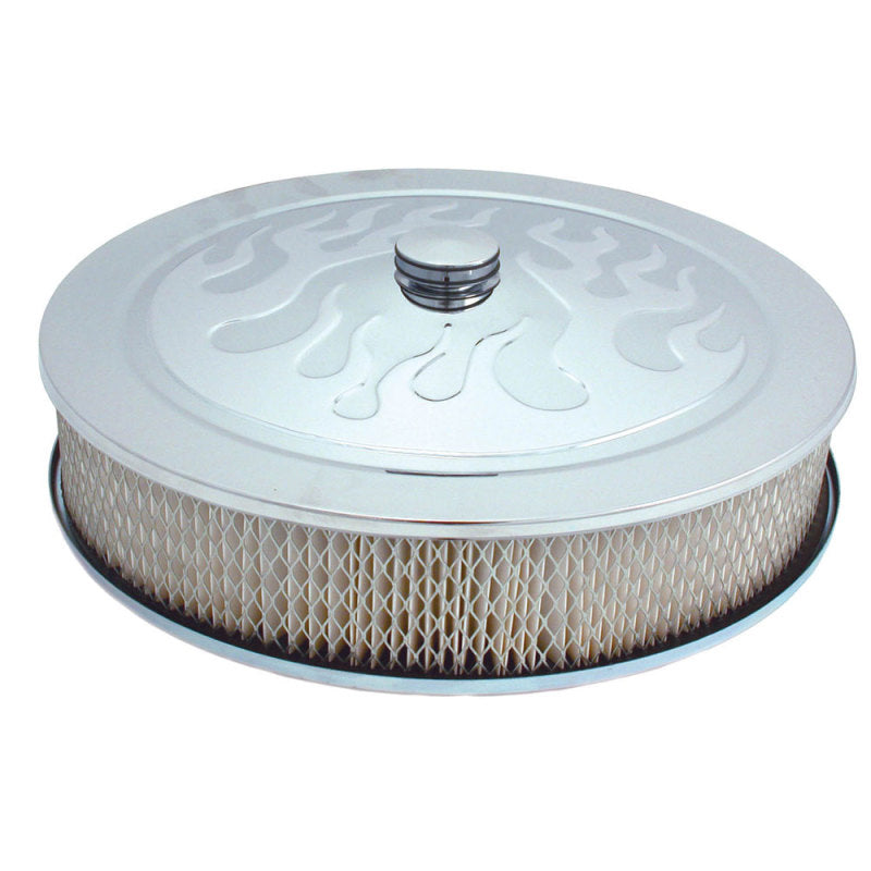 Spectre Air Cleaner 14in. x 3in. Flamed Chrome - White Paper