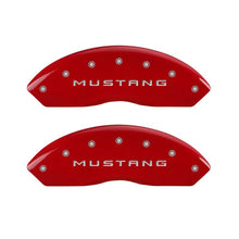 Load image into Gallery viewer, MGP 4 Caliper Covers Engraved Front Mustang Engraved Rear GT Red finish silver ch