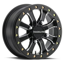 Raceline A71MB Mamba 14x6in/4x137 BP/40mm Offset/110.18mm Bore - Black & Machined Beadlock Wheel