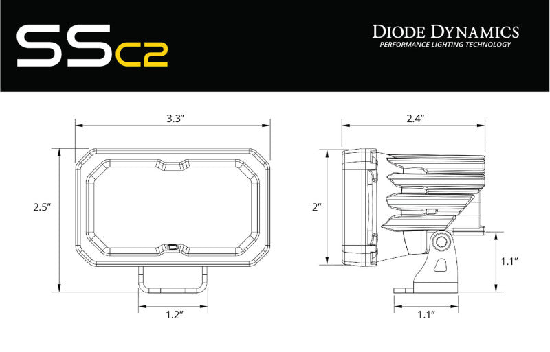 Diode Dynamics Stage Series 1 In Roll Bar Chase Light Kit SSC2 Pro - Yellow (Pair)