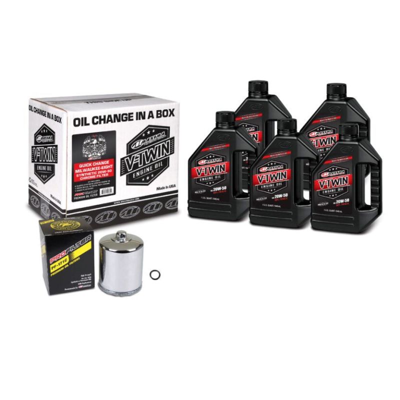 Maxima V-Twin Quick Change Kit Synthetic w/ Chrome Filter Milwaukee-Eight