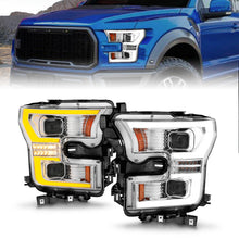 Load image into Gallery viewer, ANZO 15-17 Ford F-150 LED Projector Headlights - w/ Light Bar Switchback Chrome Housing