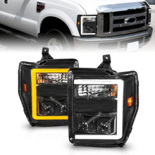 Load image into Gallery viewer, ANZO 08-10 Ford F-250 - F-550 Super Duty Projector Headlights w/ Light Bar Switchback Black Housing