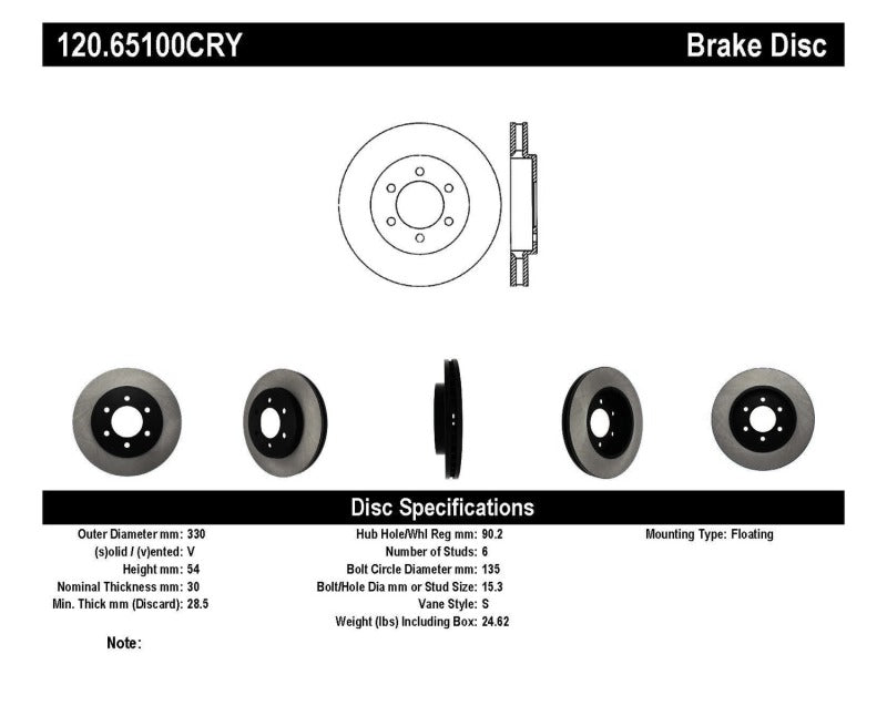 StopTech Performance 04-08 Ford F-150 Performance CryoStop Front Brake Rotor