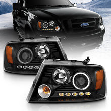 Load image into Gallery viewer, ANZO 2004-2008 Ford F-150 Projector Headlights w/ Halo and LED Black