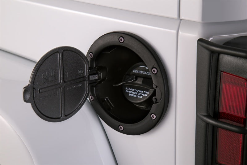 AMP Research 2007-2017 Jeep Wrangler JK 2/4 Door Fuel Door - Black - GTR Auto