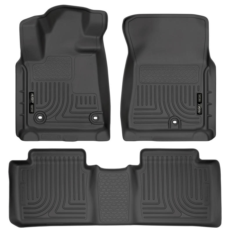 Husky Liners 2014 Toyota Tundra Double Cab Pickup WeatherBeater Black Front & 2nd Seat Floor Liners - GTR Auto
