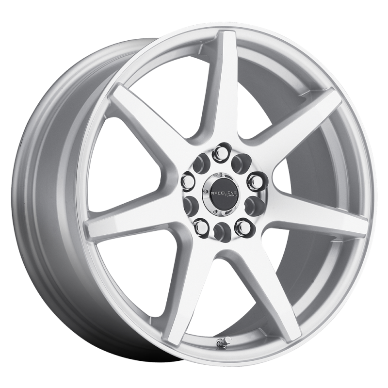 Raceline 131S Evo 15x7in / 4x100/4x108 BP / 40mm Offset / 72.62mm Bore - Silver & Machined Wheel