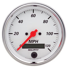 Load image into Gallery viewer, Autometer Arctic White 3 3/8in 0-120 MPH Electronic Speedometer w/ LCD ODO Gauge