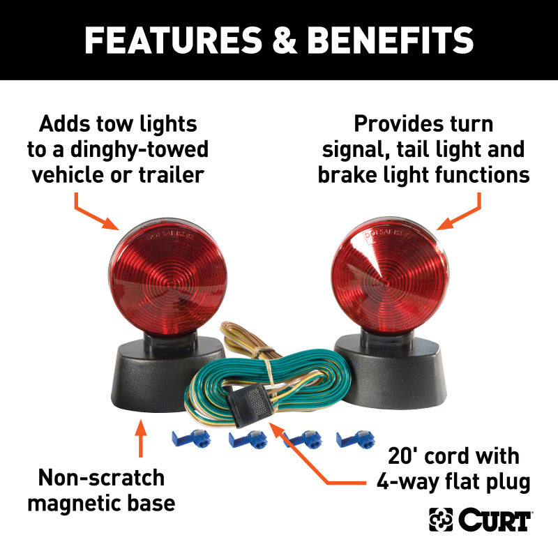 Curt Magnetic Tow Lights w/Storage Case