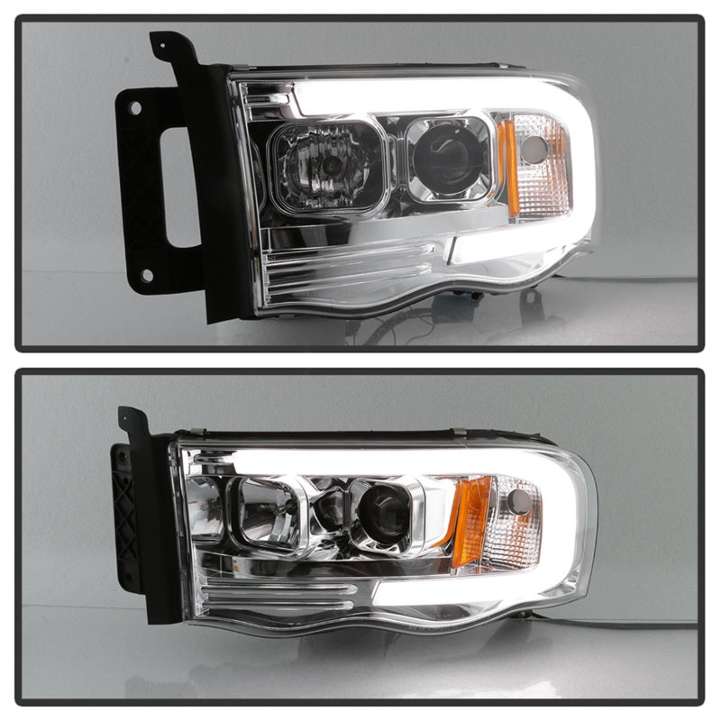 Spyder Dodge Ram 1500 02-05 V2 Projector Headlights - Light Bar DRL - Chrome PRO-YD-DR02V2-LB-C