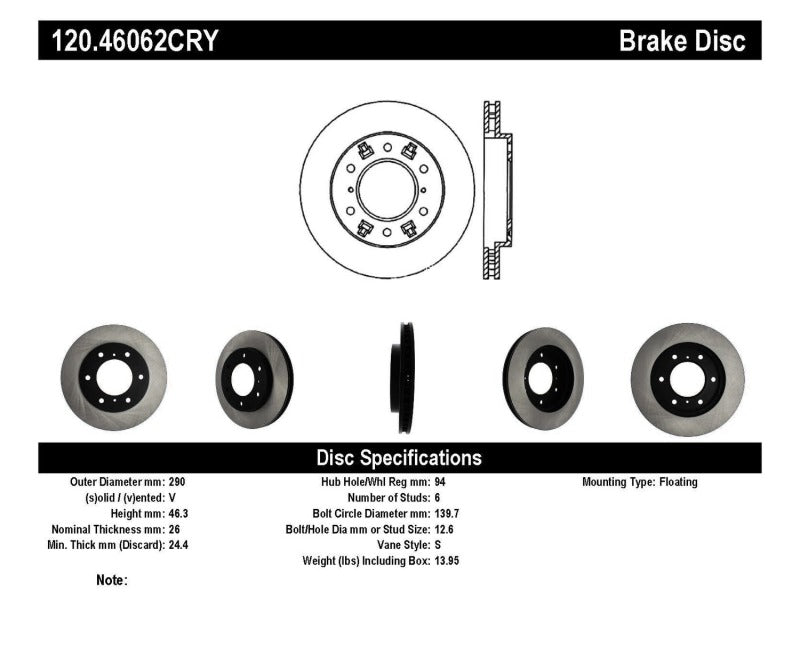 StopTech 00-07 Mitsubishi Montero/Montero Sport Front Cryostop Brake Rotor