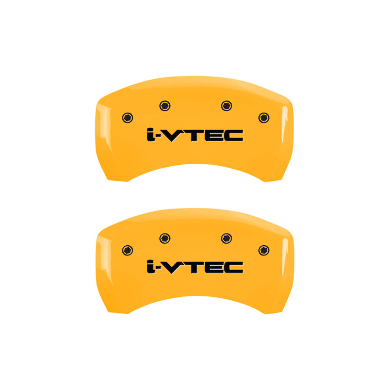 MGP 4 Caliper Covers Engraved Front & Rear i-Vtec Yellow finish black ch