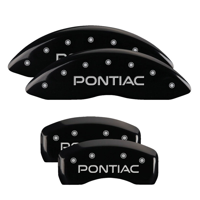 MGP 4 Caliper Covers Engraved Front & Rear Pontiac Black Finish Silver Char 2004 Pontiac GTO