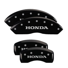 Load image into Gallery viewer, MGP 4 Caliper Covers Engraved Front &amp; Rear Honda Black finish silver ch