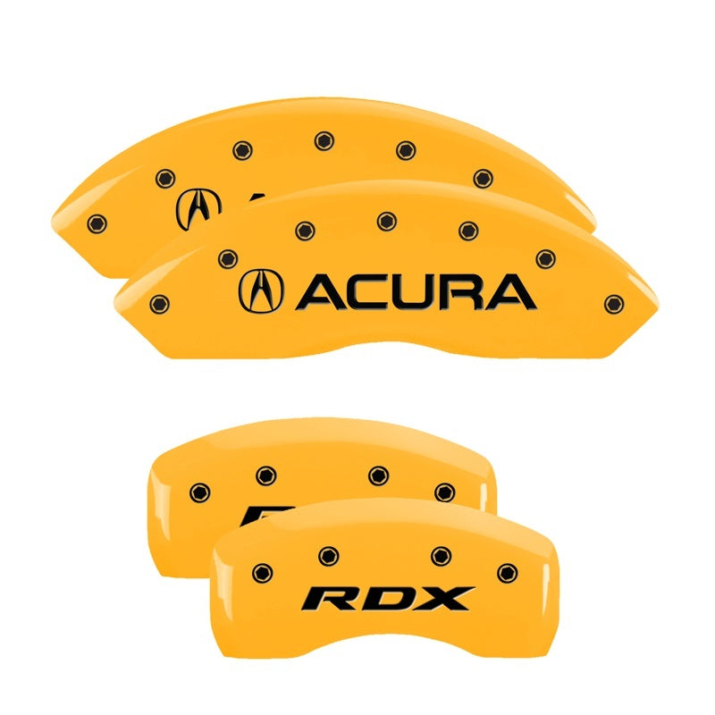 MGP 4 Caliper Covers Engraved Front Acura Rear RDX Yellow Finish Black Char 2016 Acura RDX