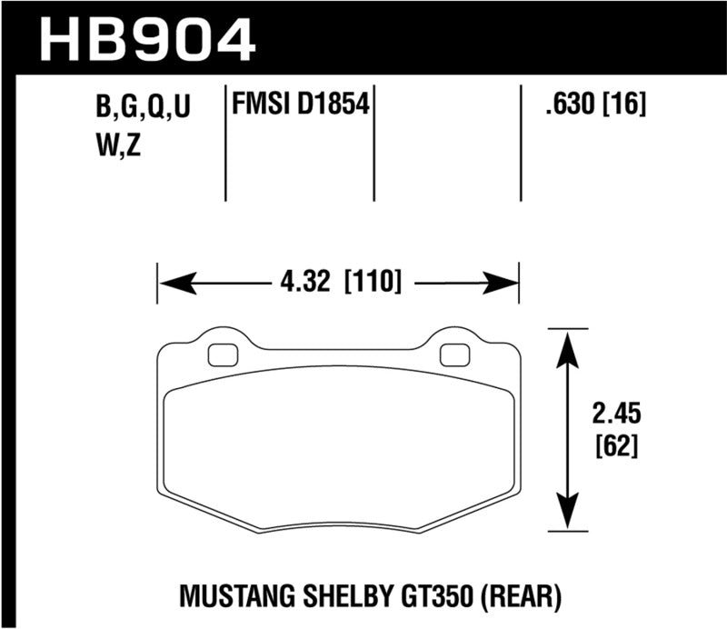 Hawk 15-17 Ford Mustang Shelby GT350/GT350R DTC-80 Race Rear Brake Pads