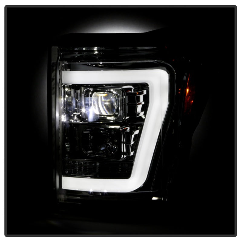 Spyder Ford F250/350/450 11-16 V2 High-Power LED Headlights-White Light Bar-Chrome PRO-YD-FS11V2PL-C