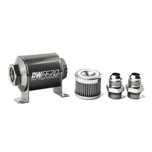 Load image into Gallery viewer, DeatschWerks Stainless Steel 10AN 40 Micron Universal Inline Fuel Filter Housing Kit (70mm)