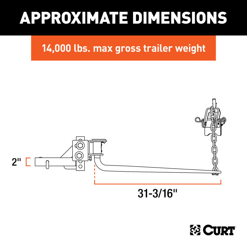 Curt MV Round Bar Weight Distribution Hitch (10000-14Klbs 31-3/16in Bars)