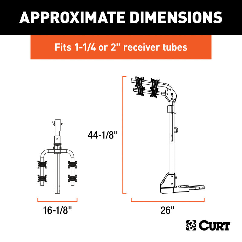 Curt Hitch-Mounted Bike Rack (2 Bikes 1-1/4in or 2in Shank)