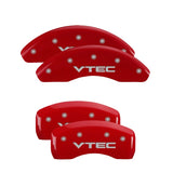 MGP Front set 2 Caliper Covers Engraved Front Honda Red finish silver ch