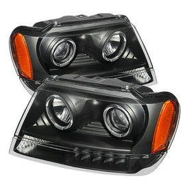 xTune Jeep Grand Cherokee 99-04 Projector Headlights LED Halo Black PRO-JH-JGC99-LED-BK