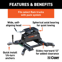 Load image into Gallery viewer, Curt Q20 5th Wheel Hitch w/Roller and Ram Puck System Adapter