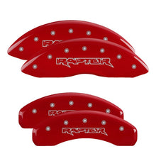 Load image into Gallery viewer, MGP 4 Caliper Covers Engraved Front &amp; Rear Oval logo/Ford Red finish silver ch