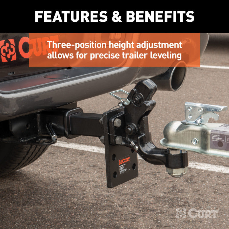 Curt Adjustable Pintle Mount (2in Shank 10000lbs 7in High 6in Long)