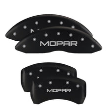 Load image into Gallery viewer, MGP 4 Caliper Covers Engraved Front &amp; Rear Style 1/Chrysler Wing Black finish silver ch