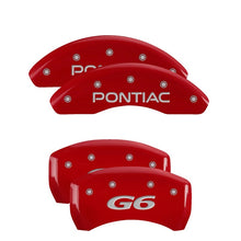 Load image into Gallery viewer, MGP 4 Caliper Covers Engraved Front Pontiac Engraved Rear G6 Red finish silver ch