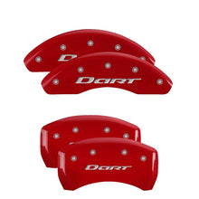 Load image into Gallery viewer, MGP 4 Caliper Covers Engraved Front &amp; Rear With out stripes/Dart Red finish silver ch